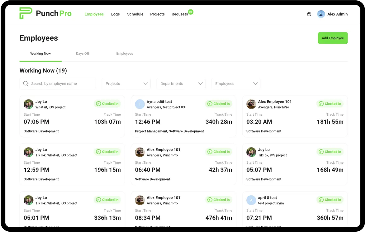 Team management interface
