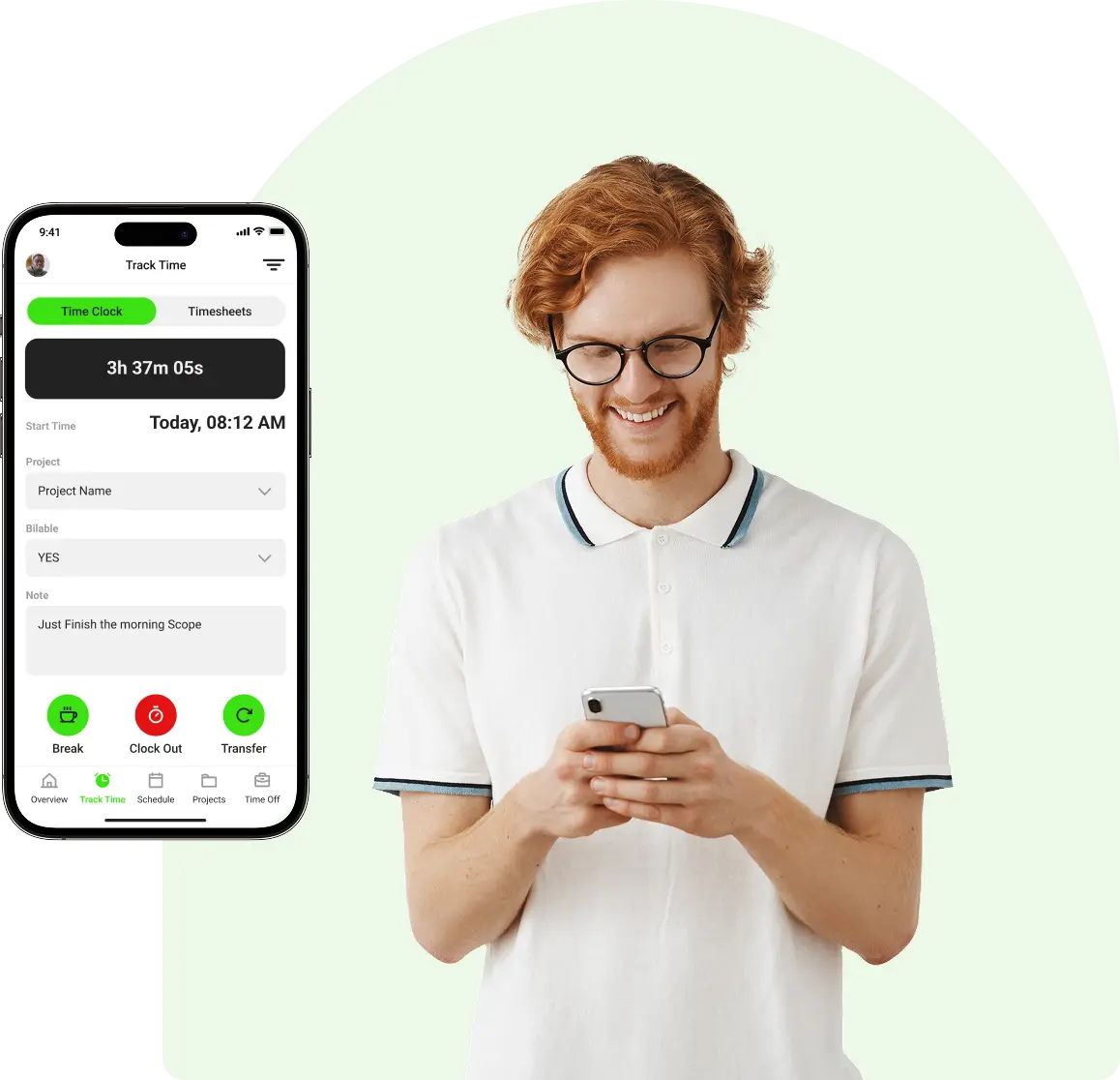 Person using PunchPro mobile app
