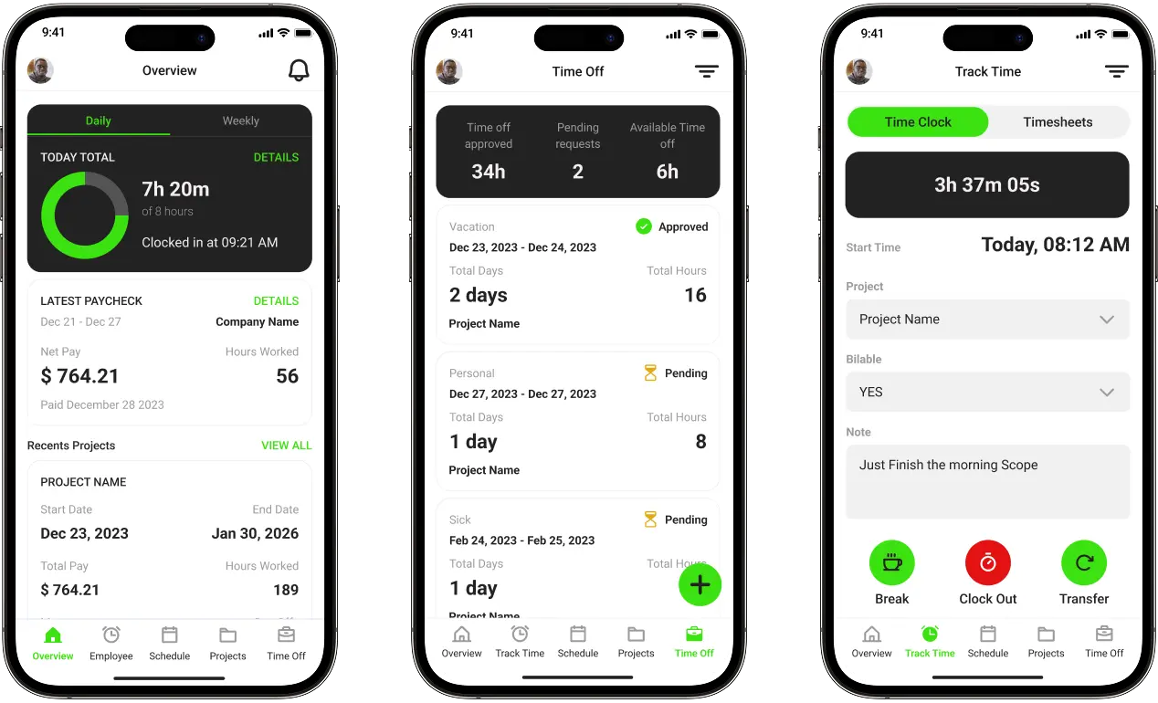 Time tracking mobile app