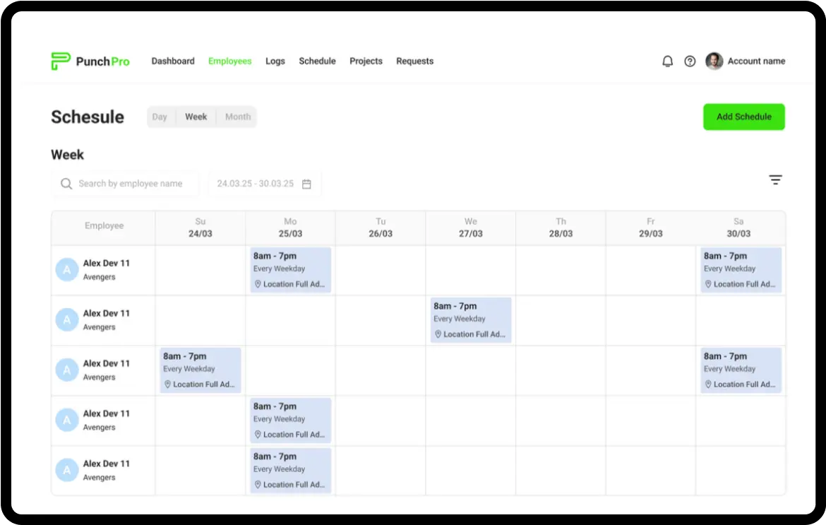 Scheduling interface