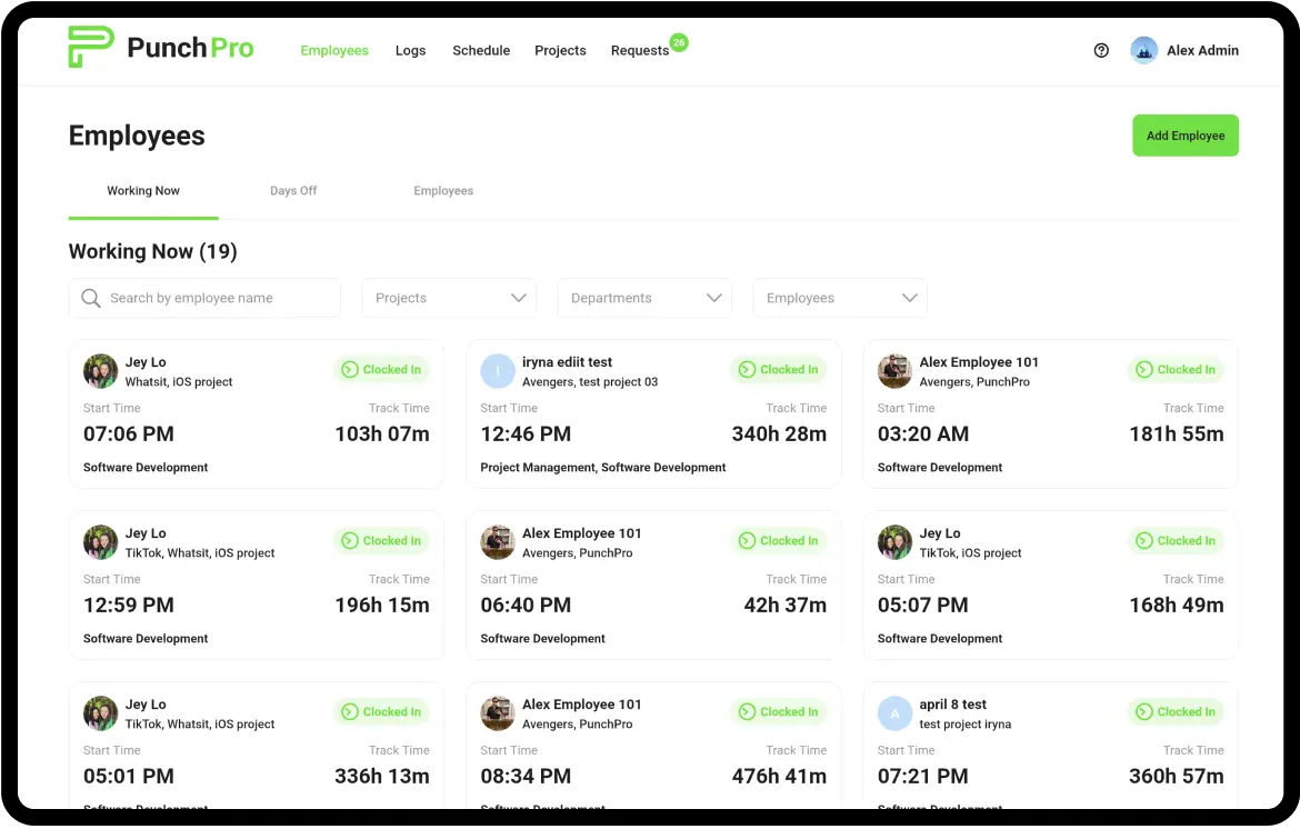 Real-time punches interface