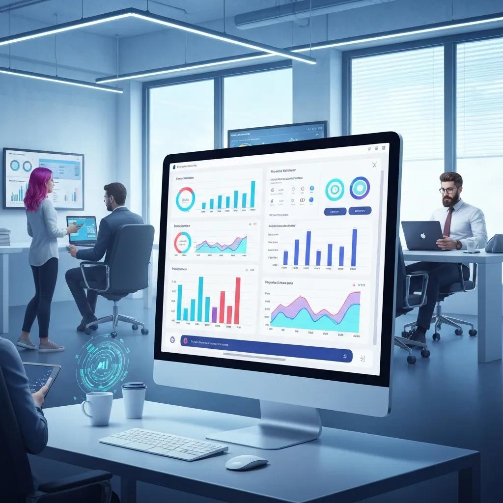 Computer screen displaying an automated time tracking dashboard, highlighting AI integration and analytics