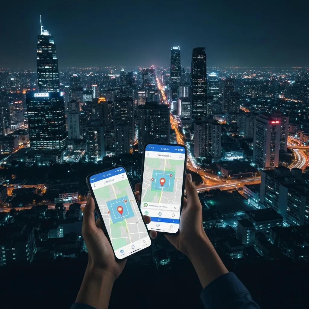 Field worker using GPS and geofencing features on a mobile timekeeping app