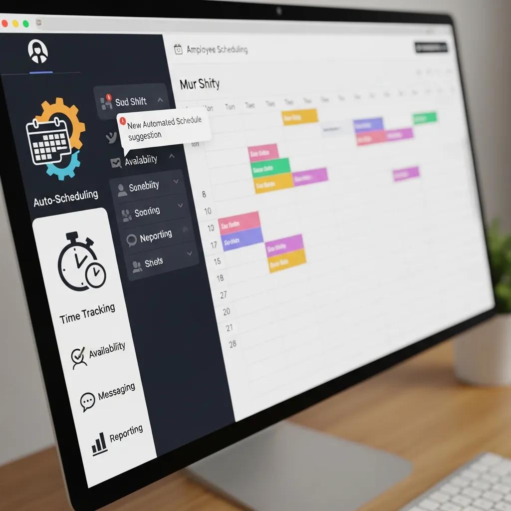 Visual representation of key features in employee scheduling software
